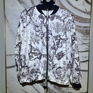 Floral Black and White Bomber Jacket